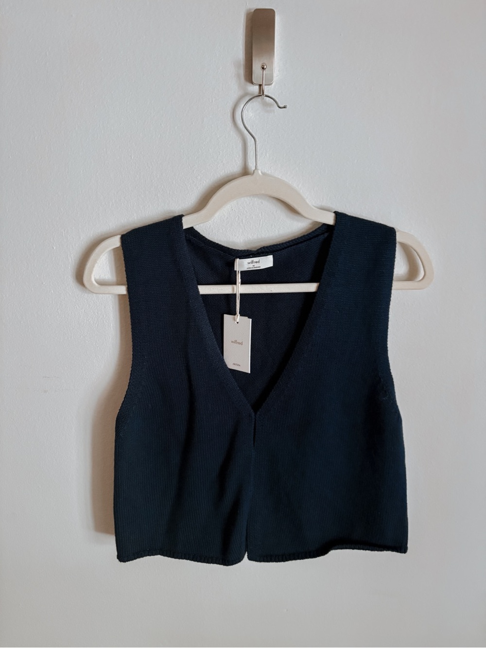Aritzia Admiral Cotton Charm Navy Basque Sweater Vest - Picture 3 of 8